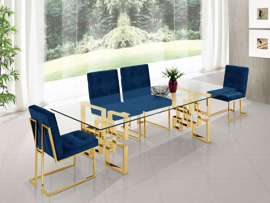 Pierre Navy Velvet Dining Chair - Bargain Furniture (Detroit, MI)