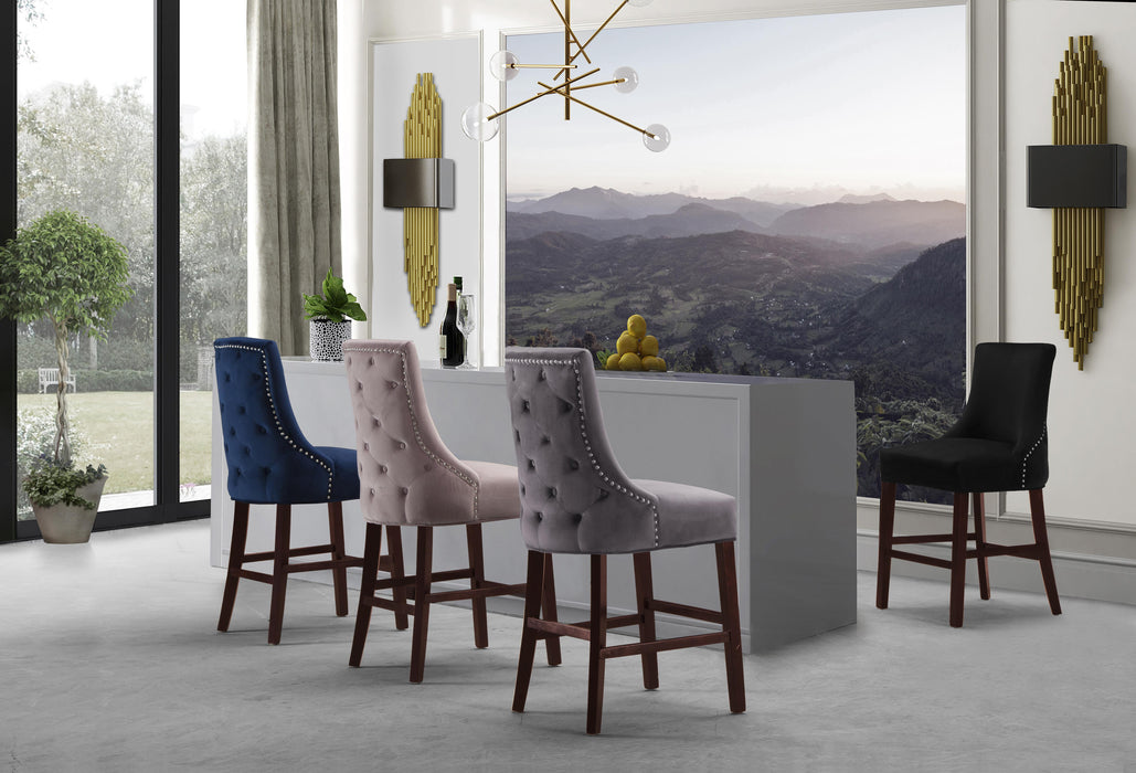 Hannah Pink Velvet Stool - Bargain Furniture (Detroit, MI)