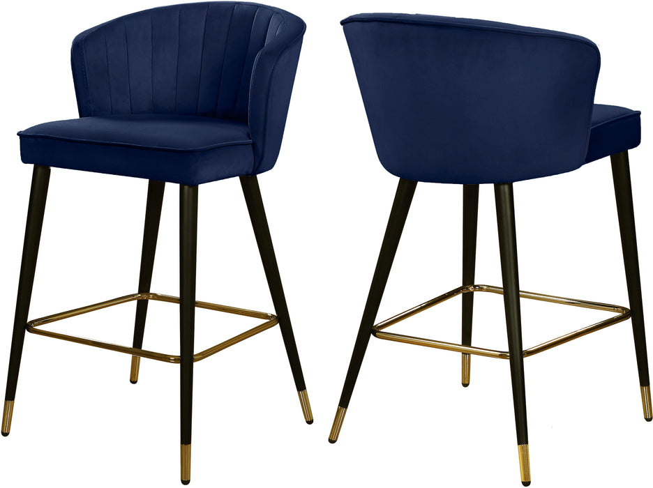 Cassie Navy Velvet Stool image