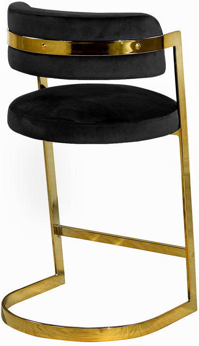 Stephanie Black Velvet Stool