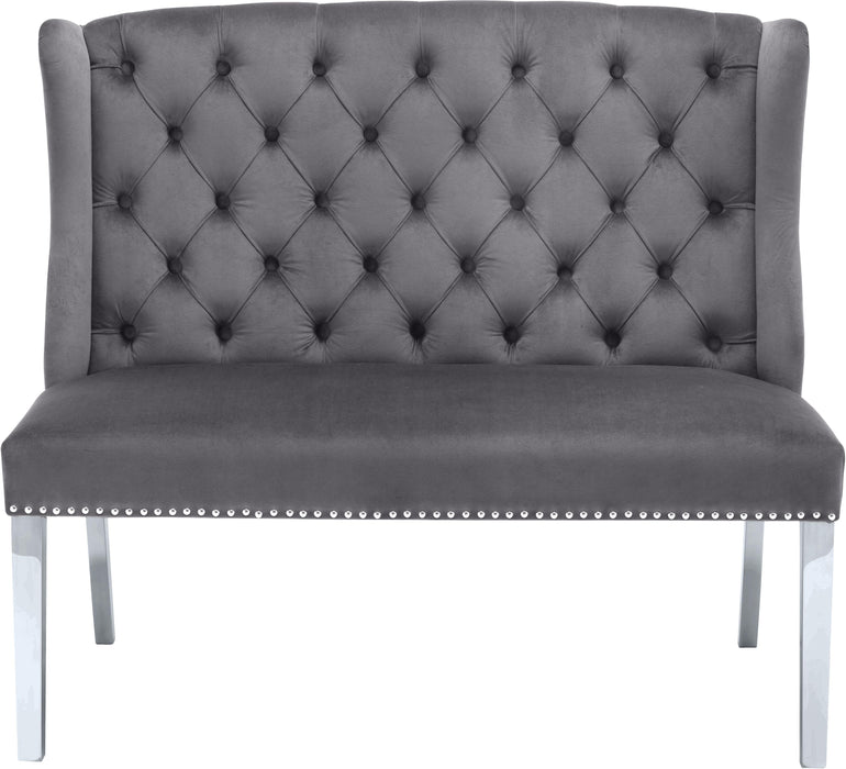 Suri Grey Velvet Settee Bench