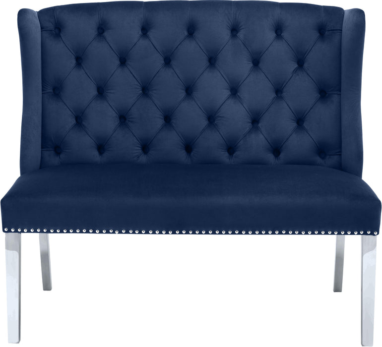 Suri Navy Velvet Settee Bench