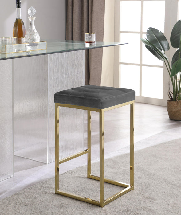 Nicola Grey Velvet Stool