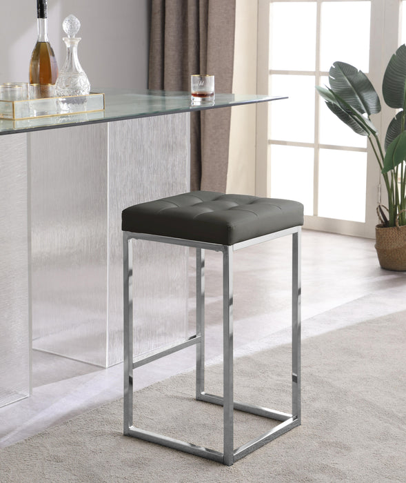 Nicola Grey Faux Leather Stool