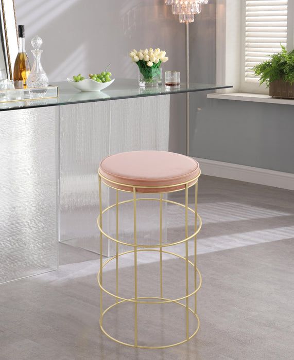 Rebar Pink Velvet Counter Stool