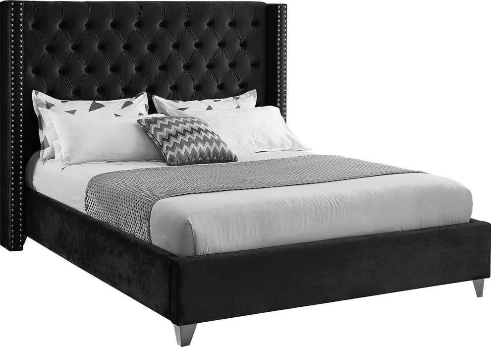 Aiden Black Velvet King Bed image