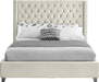Aiden Cream Velvet Queen Bed - Bargain Furniture (Detroit, MI)