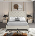 Aiden Cream Velvet Queen Bed - Bargain Furniture (Detroit, MI)