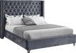 Aiden Grey Velvet Queen Bed - Bargain Furniture (Detroit, MI)