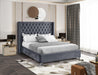 Aiden Grey Velvet King Bed - Bargain Furniture (Detroit, MI)