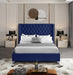 Aiden Navy Velvet Queen Bed - Bargain Furniture (Detroit, MI)