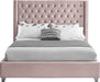 Aiden Pink Velvet Queen Bed - Bargain Furniture (Detroit, MI)