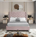 Aiden Pink Velvet Queen Bed - Bargain Furniture (Detroit, MI)