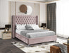 Aiden Pink Velvet Queen Bed - Bargain Furniture (Detroit, MI)