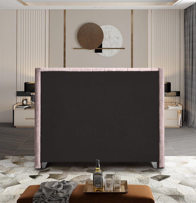 Aiden Pink Velvet Full Bed - Bargain Furniture (Detroit, MI)