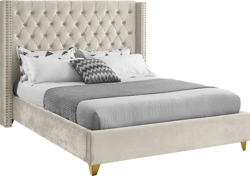 Barolo Cream Velvet King Bed - Bargain Furniture (Detroit, MI)