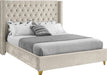 Barolo Cream Velvet Queen Bed - Bargain Furniture (Detroit, MI)