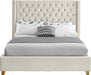 Barolo Cream Velvet King Bed - Bargain Furniture (Detroit, MI)