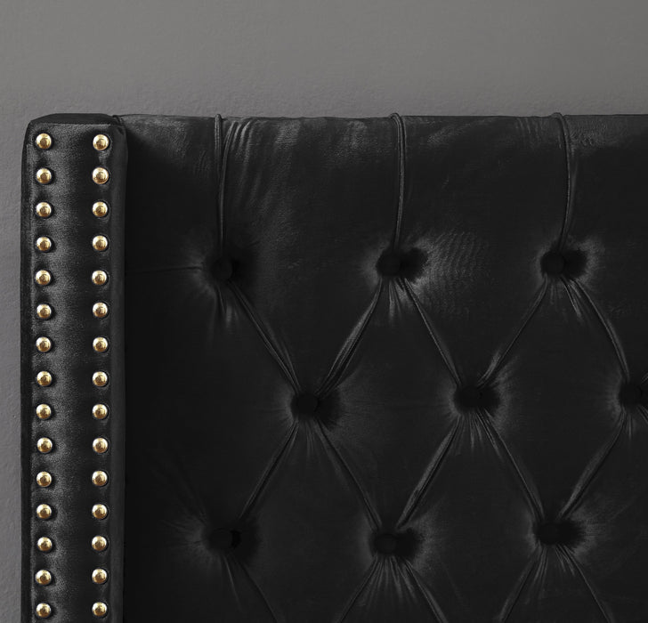 Barolo Black Velvet King Bed - Bargain Furniture (Detroit, MI)
