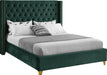 Barolo Green Velvet Queen Bed - Bargain Furniture (Detroit, MI)