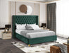 Barolo Green Velvet Queen Bed - Bargain Furniture (Detroit, MI)
