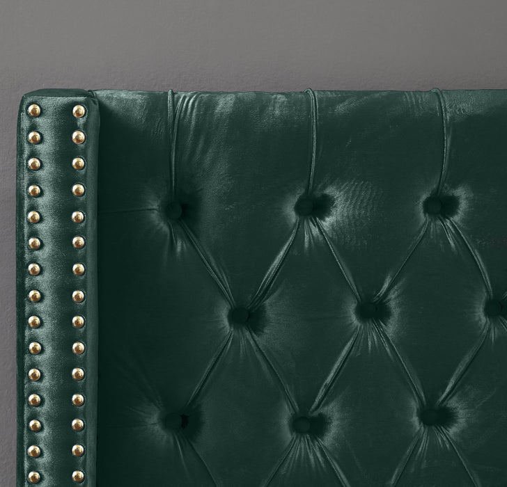 Barolo Green Velvet Queen Bed - Bargain Furniture (Detroit, MI)