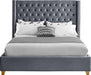 Barolo Grey Velvet Queen Bed - Bargain Furniture (Detroit, MI)