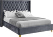 Barolo Grey Velvet Queen Bed - Bargain Furniture (Detroit, MI)