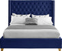 Barolo Navy Velvet Queen Bed - Bargain Furniture (Detroit, MI)
