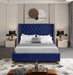 Barolo Navy Velvet Queen Bed - Bargain Furniture (Detroit, MI)
