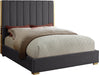 Becca Grey Velvet Queen Bed - Bargain Furniture (Detroit, MI)