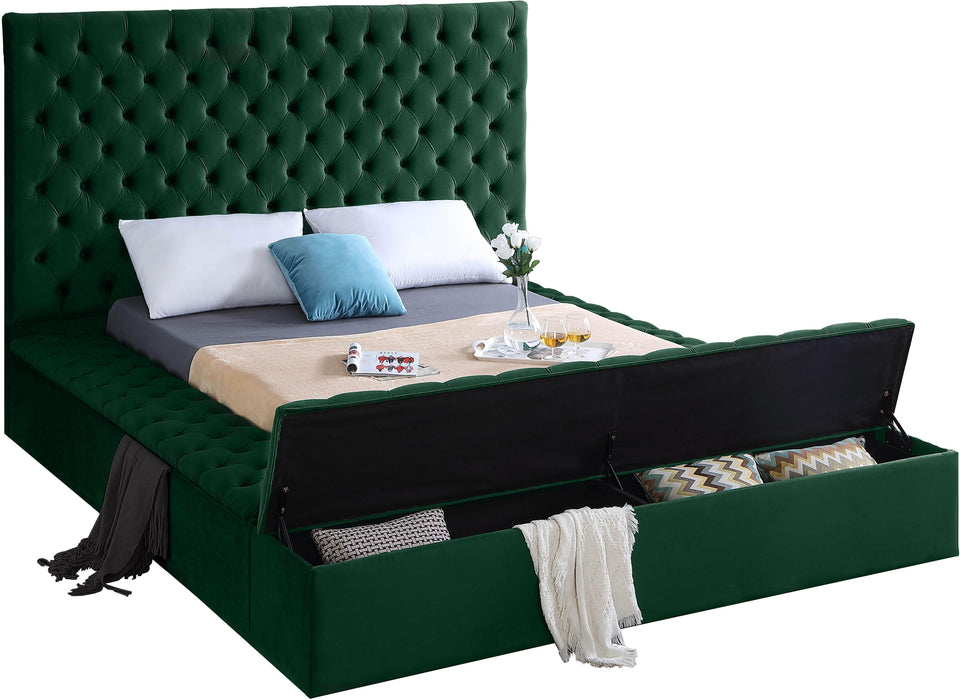 Bliss Green Velvet King Bed (3 Boxes) - Bargain Furniture (Detroit, MI)