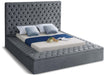 Bliss Grey Velvet King Bed (3 Boxes) - Bargain Furniture (Detroit, MI)