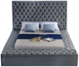 Bliss Grey Velvet King Bed (3 Boxes) - Bargain Furniture (Detroit, MI)