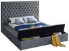 Bliss Grey Velvet King Bed (3 Boxes) - Bargain Furniture (Detroit, MI)