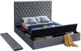 Bliss Grey Velvet King Bed (3 Boxes) - Bargain Furniture (Detroit, MI)