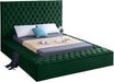 Bliss Green Velvet King Bed (3 Boxes) - Bargain Furniture (Detroit, MI)