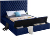 Bliss Navy Velvet King Bed (3 Boxes) - Bargain Furniture (Detroit, MI)