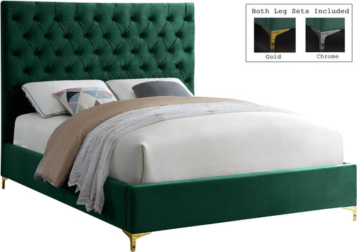 Cruz Green Velvet Queen Bed - Bargain Furniture (Detroit, MI)