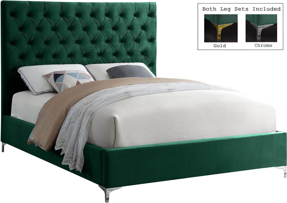 Cruz Green Velvet Queen Bed - Bargain Furniture (Detroit, MI)