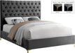 Cruz Grey Velvet King Bed - Bargain Furniture (Detroit, MI)