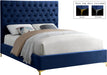 Cruz Navy Velvet King Bed - Bargain Furniture (Detroit, MI)