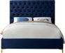 Cruz Navy Velvet King Bed - Bargain Furniture (Detroit, MI)