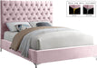 Cruz Pink Velvet King Bed - Bargain Furniture (Detroit, MI)