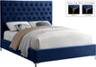 Cruz Navy Velvet King Bed - Bargain Furniture (Detroit, MI)