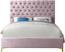 Cruz Pink Velvet King Bed - Bargain Furniture (Detroit, MI)