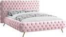 Delano Pink Velvet Queen Bed - Bargain Furniture (Detroit, MI)