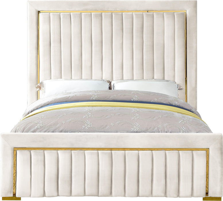 Dolce Cream Velvet Queen Bed (3 Boxes) - Bargain Furniture (Detroit, MI)