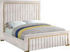 Dolce Cream Velvet Queen Bed (3 Boxes) - Bargain Furniture (Detroit, MI)