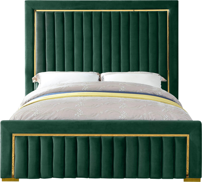 Dolce Green Velvet King Bed (3 Boxes) - Bargain Furniture (Detroit, MI)